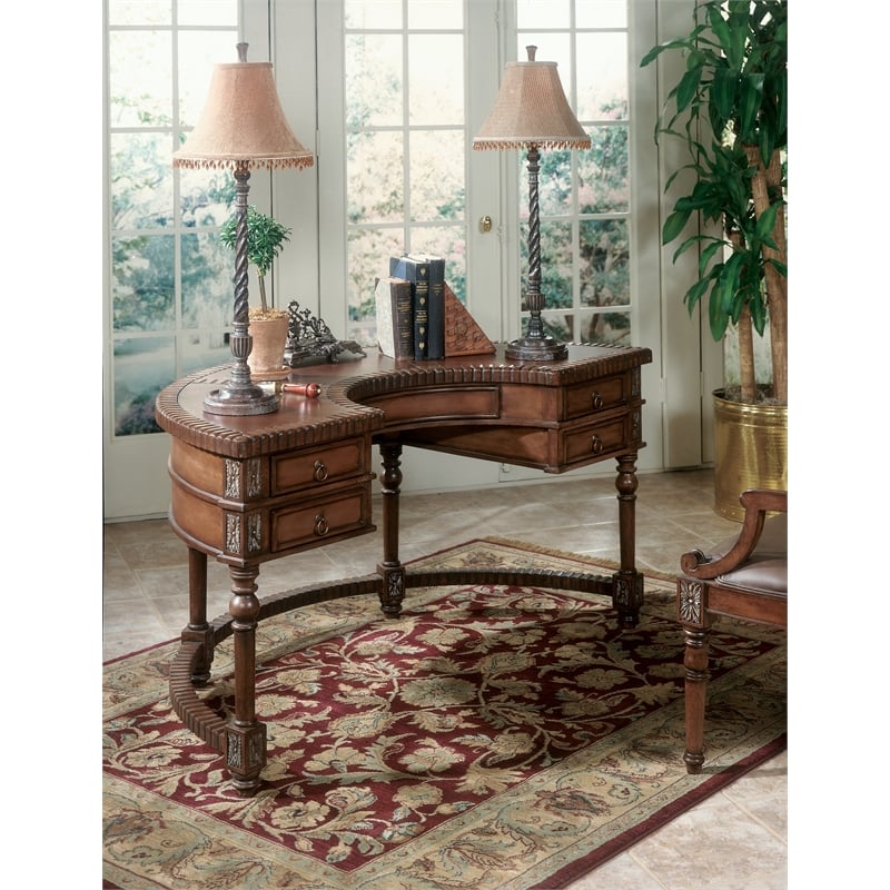 Butler Specialty Company Geneva Wood And Leather Demilune Executive Desk - Brown