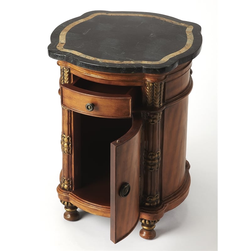 Butler Specialty Heritage Fossil Stone Top Drum End Table
