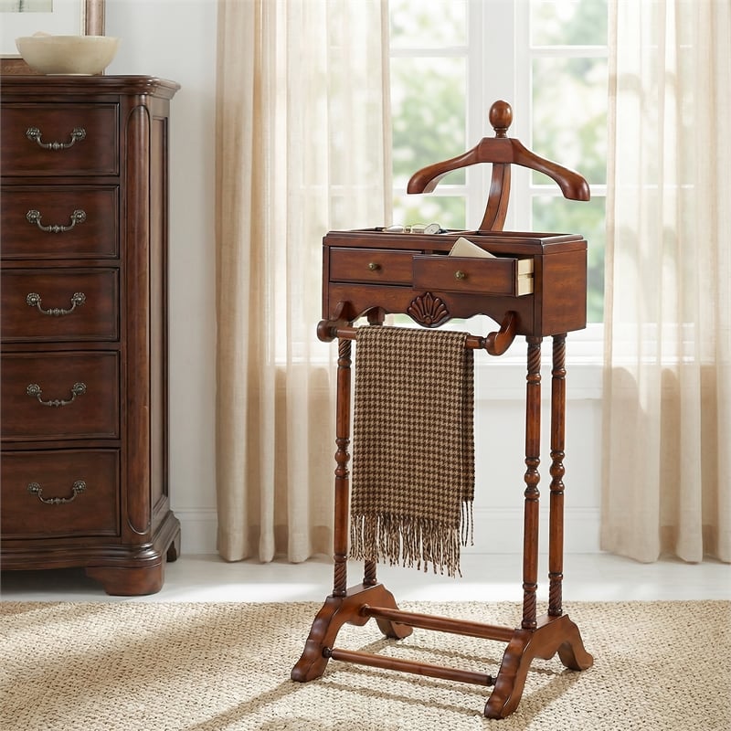 Butler Specialty Company Petrov Wood Valet Stand - Cherry Brown