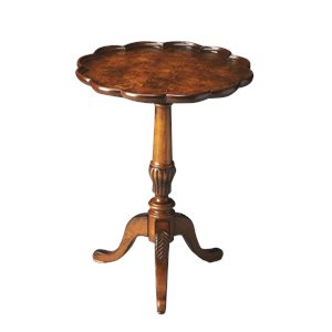 Butler Specialty Round Traditional Pedestal Table in Olive Ash Burl