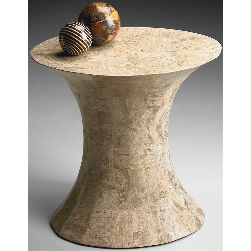 Butler Specialty Company Jaxon Oval Fossil Stone Side Table In Heritage Finish