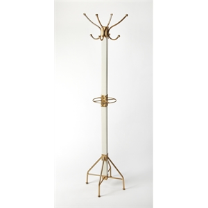 butler specialty company logan wood coat rack/tree - white / gold