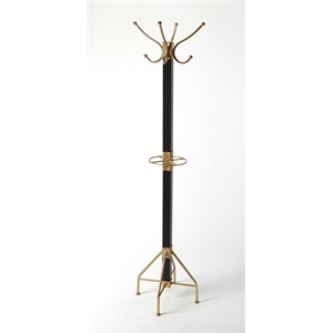 butler specialty company logan wood coat rack/tree - black / gold