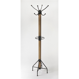 butler specialty company logan wood coat rack/tree - brown / charcoal