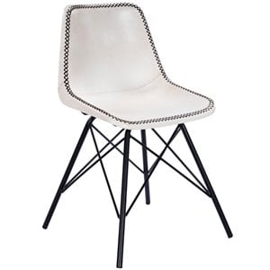 butler specialty inland leather side chair in white and black