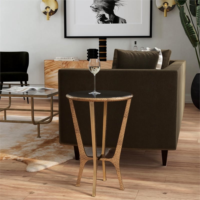 Butler Specialty Company Flavio Metal And Stone Accent Table - Black / Bronze