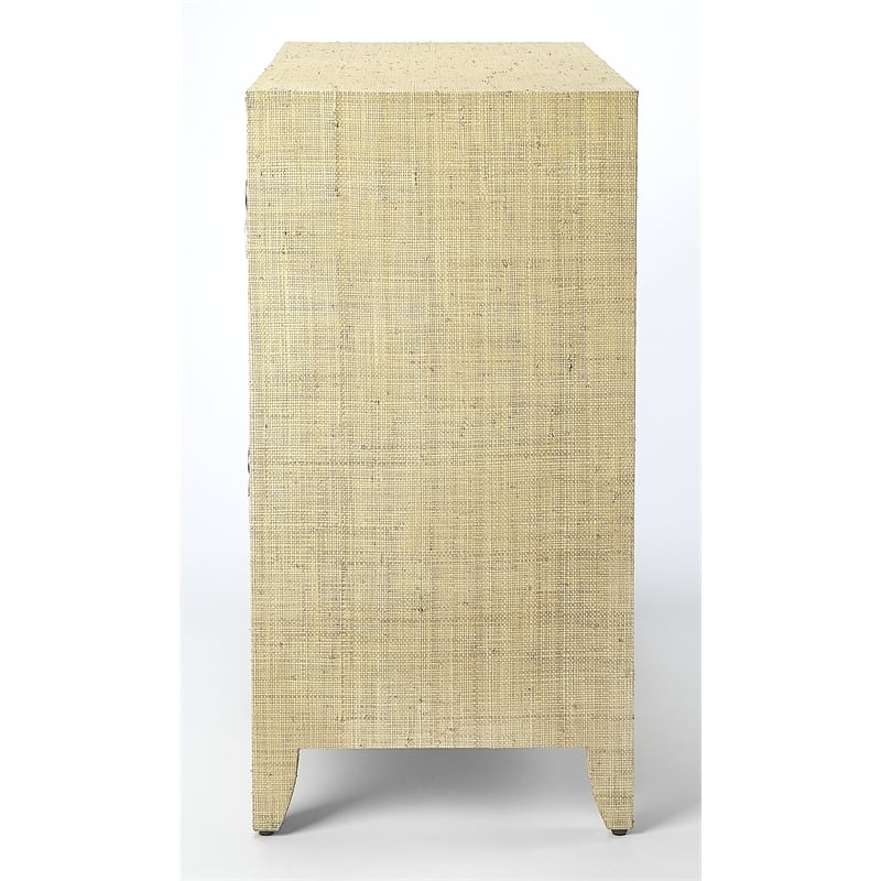 butler specialty amelle raffia 4 drawer accent chest in beige