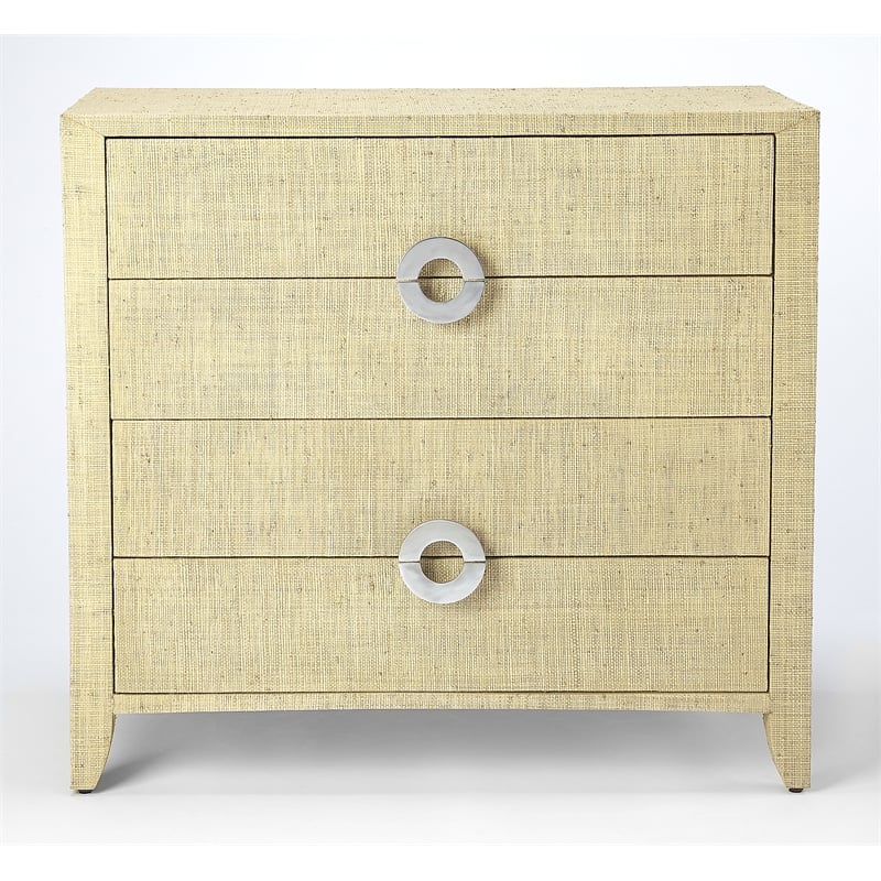 butler specialty amelle raffia 4 drawer accent chest in beige