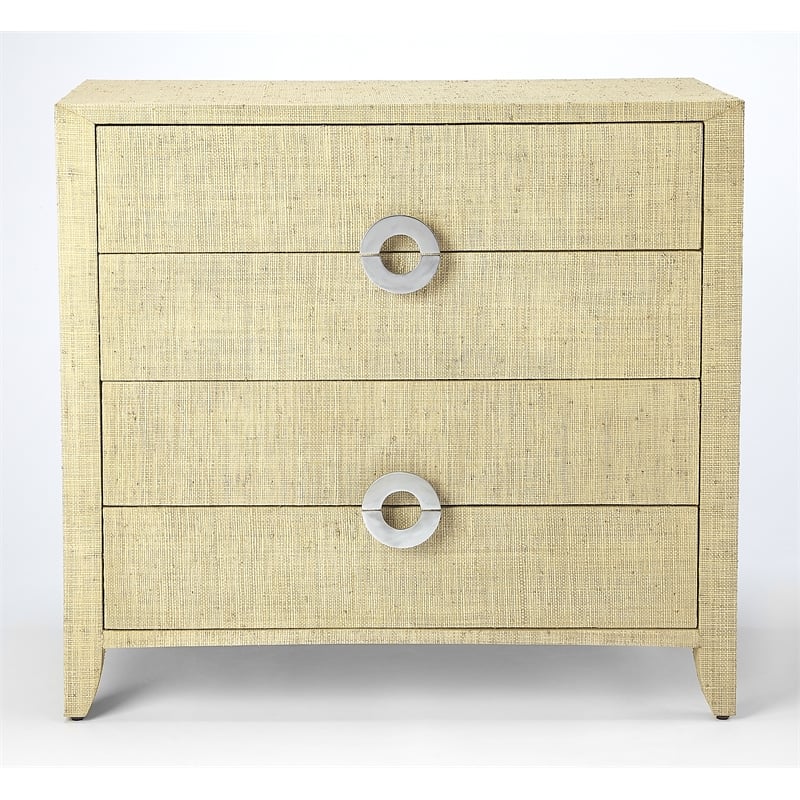 butler specialty amelle raffia 4 drawer accent chest in beige