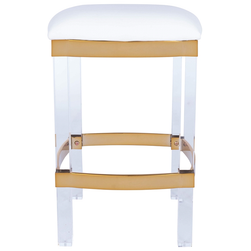 Butler Specialty Jordan Acrylic And Polished Brass Counter Stool In White