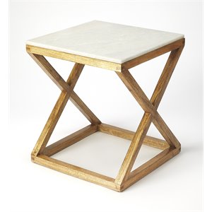 butler specialty braylon marble and wood end table in brown