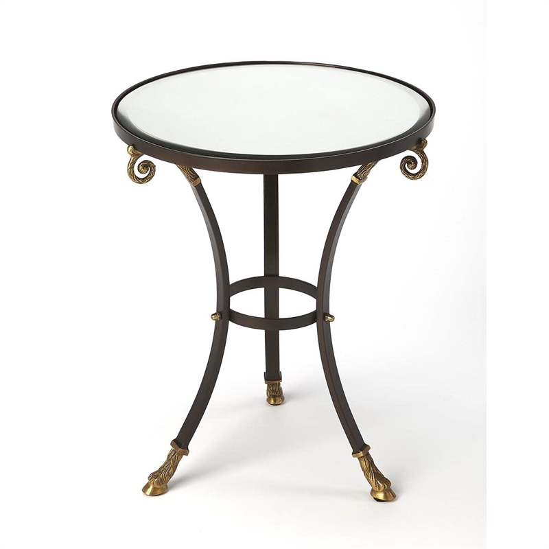 Butler Specialty Meurice Glass And Metal Accent Table In Black