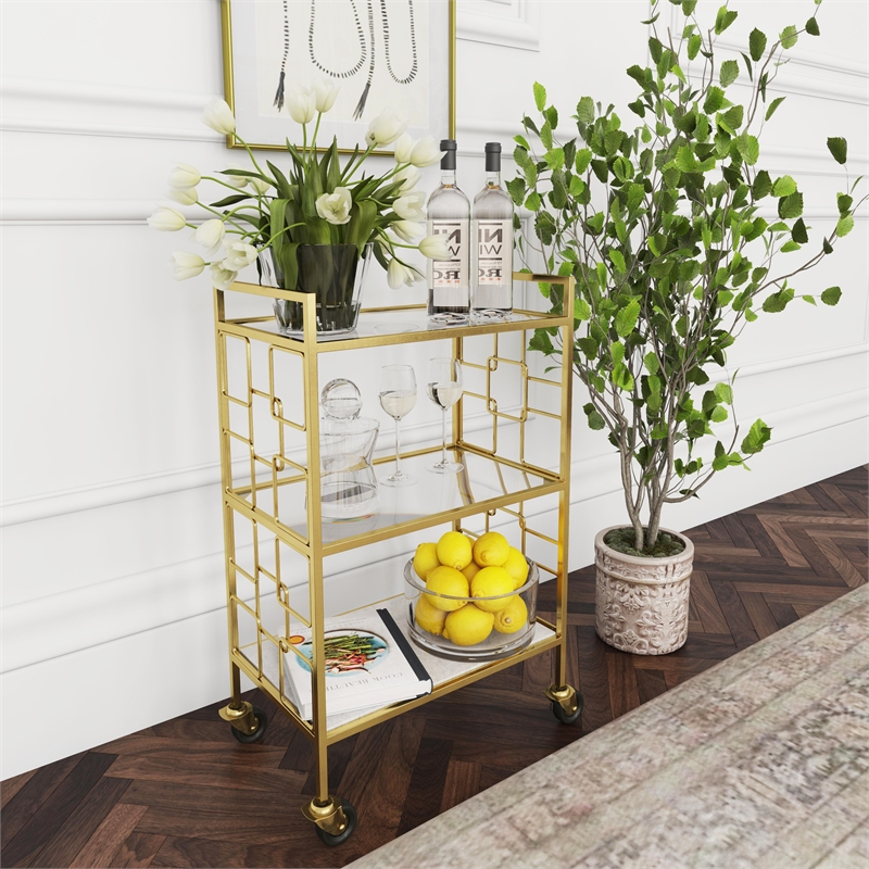 Butler Specialty Arcadia Polished Bar Cart In Gold