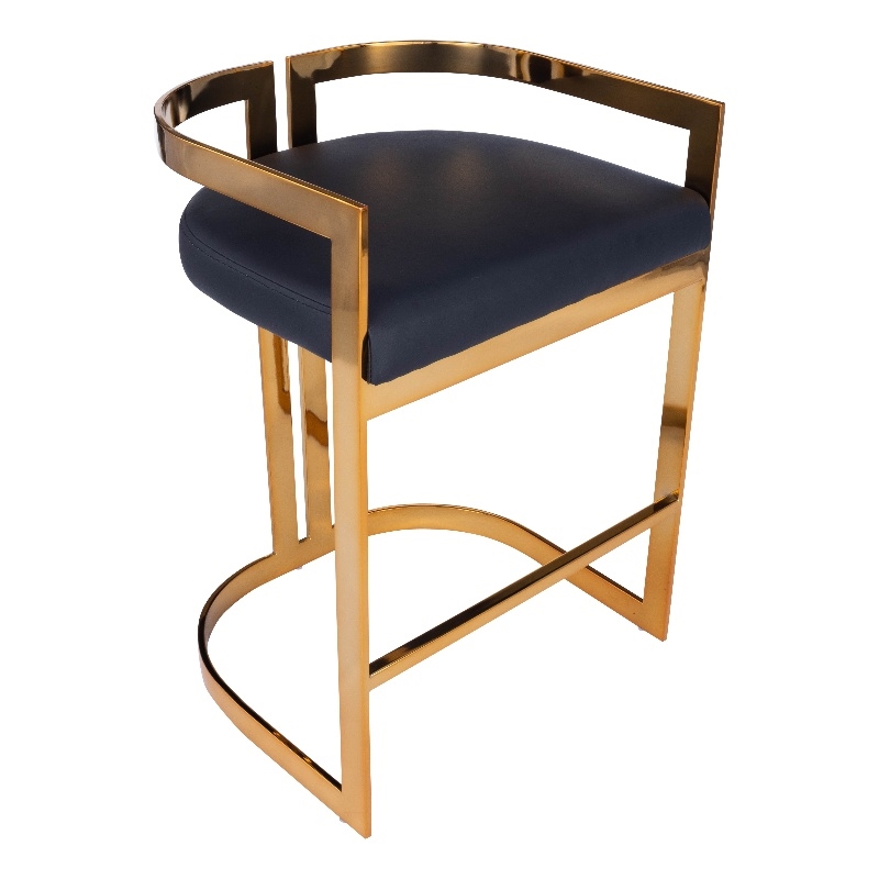 Butler Specialty Metal Bar Stool Chair in Gold With Semi-circle Seat & Footrest