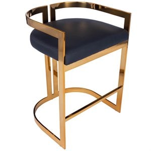 butler specialty clarence faux leather counter stool in gold and black