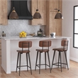 Butler Specialty Leather Bar Stool Chair in Mahogany With Square Seat & Footrest