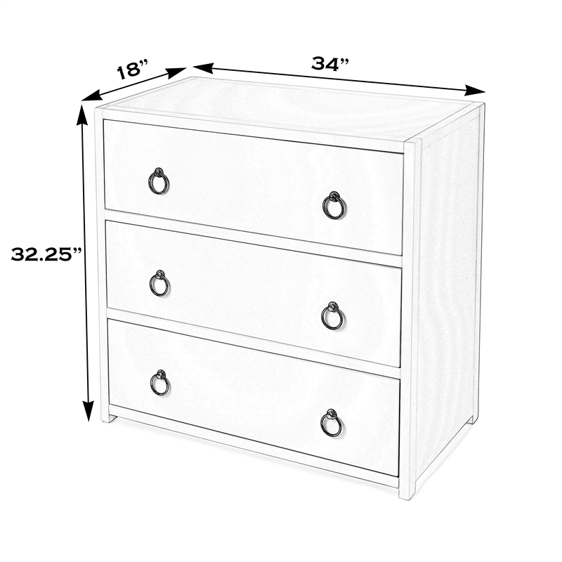 Butler Specialty Company Lark 3 Drawer Wood Dresser - Navy Blue