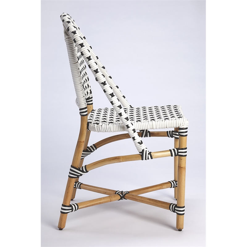 black and white rattan dining chairs