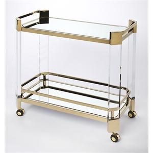 butler specialty charlevoix acrylic serving cart in gold