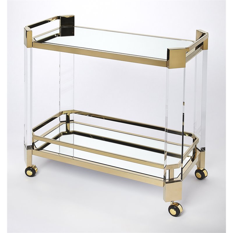 Butler Specialty Charlevoix Acrylic Serving Cart in Gold