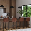 Butler Specialty Leather Bar Stool Chair in Brown With Square Seat & Footrest