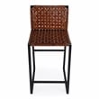 Butler Specialty Leather Bar Stool Chair in Brown With Square Seat & Footrest