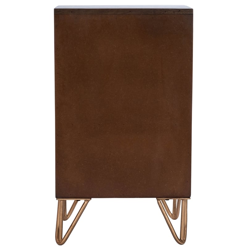 butler specialty alda wood and brass metal inlay chairside chest in brown