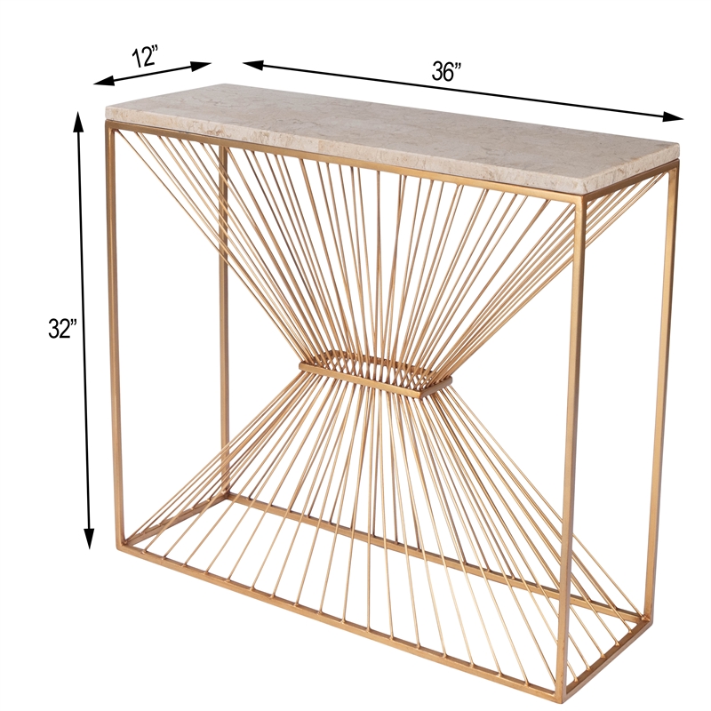 Butler Specialty Cosmo Fossil Stone And Metal Console Table In Gold