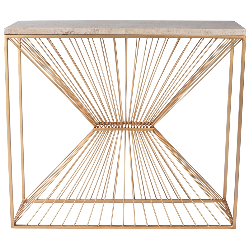 Butler Specialty Cosmo Fossil Stone And Metal Console Table In Gold