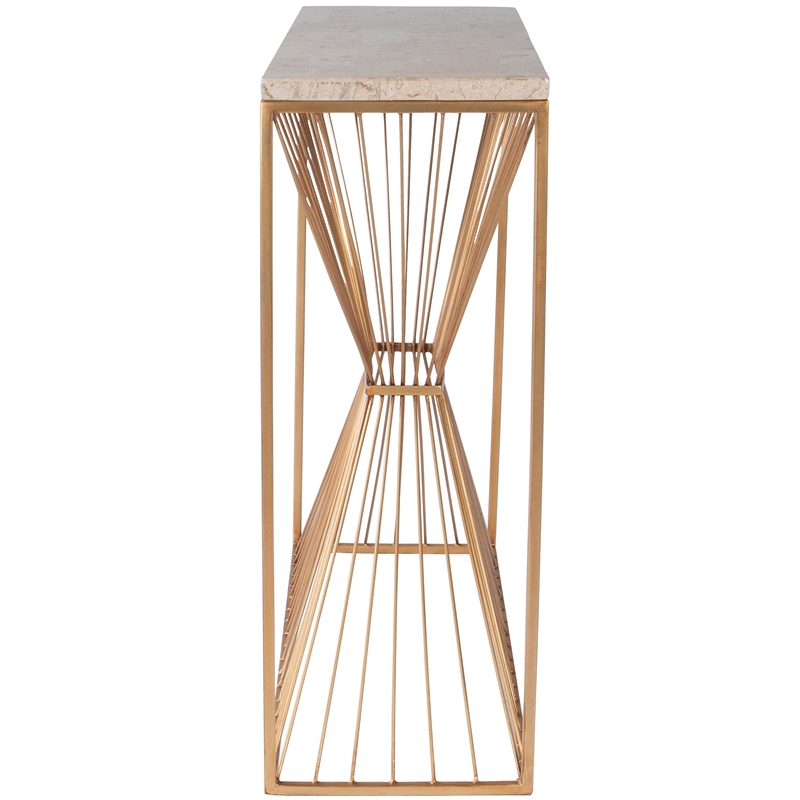 Butler Specialty Cosmo Fossil Stone And Metal Console Table In Gold