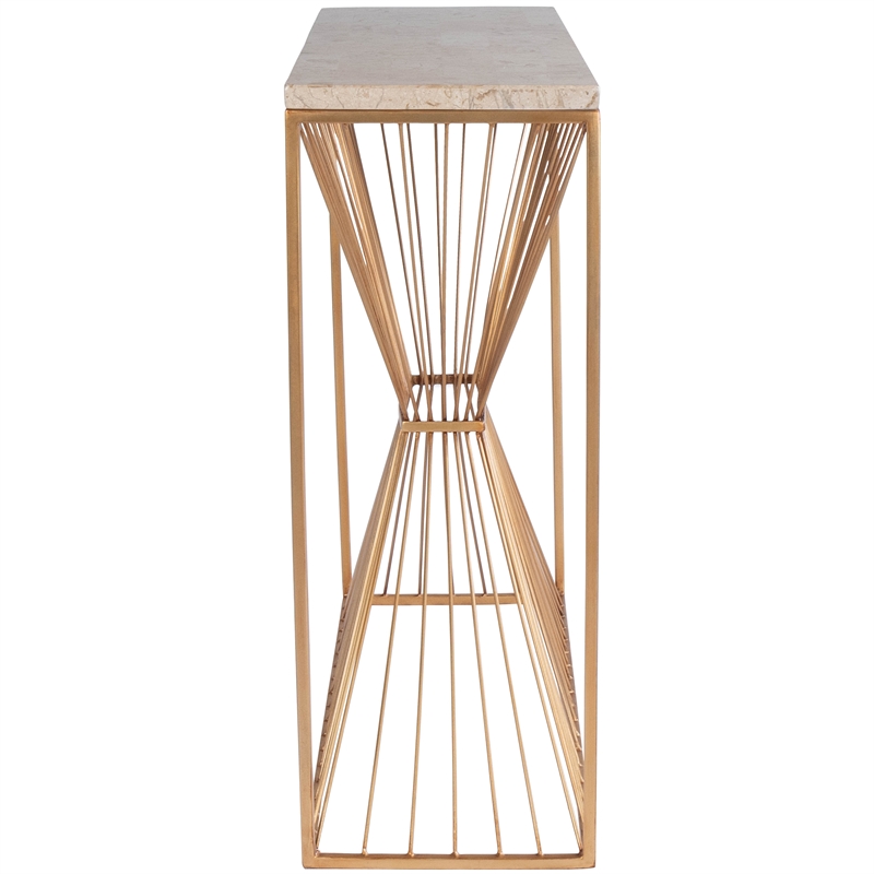 Butler Specialty Cosmo Fossil Stone And Metal Console Table In Gold