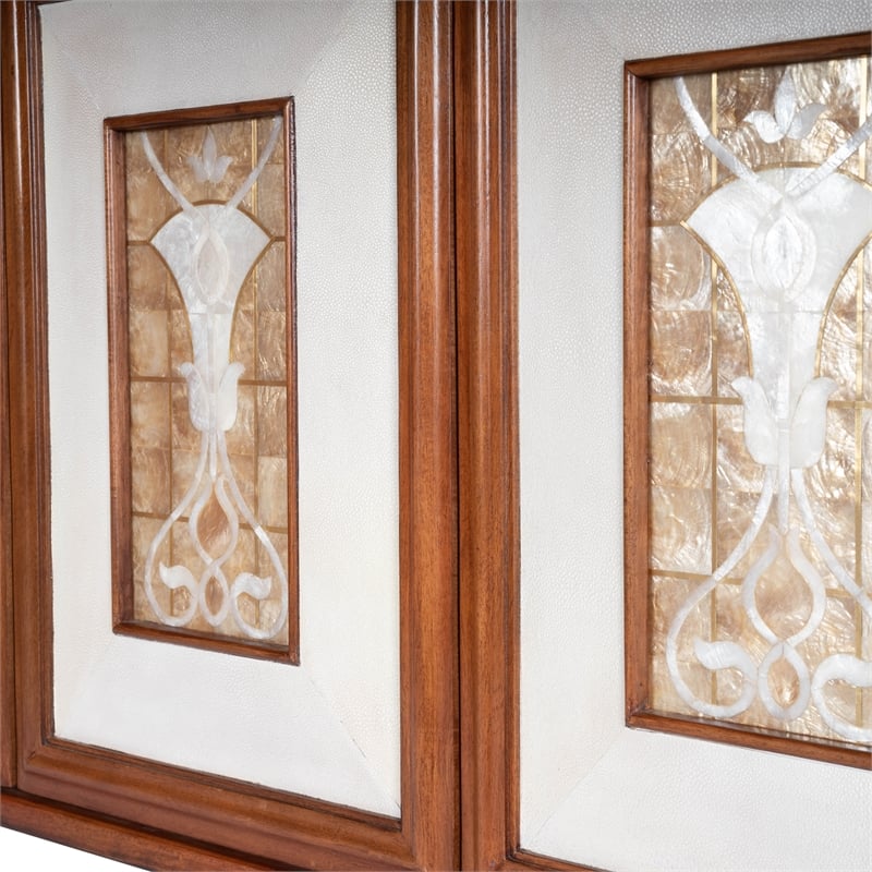 Butler Specialty Shelly Leather and Capiz Shell Inlay Sideboard in Brown