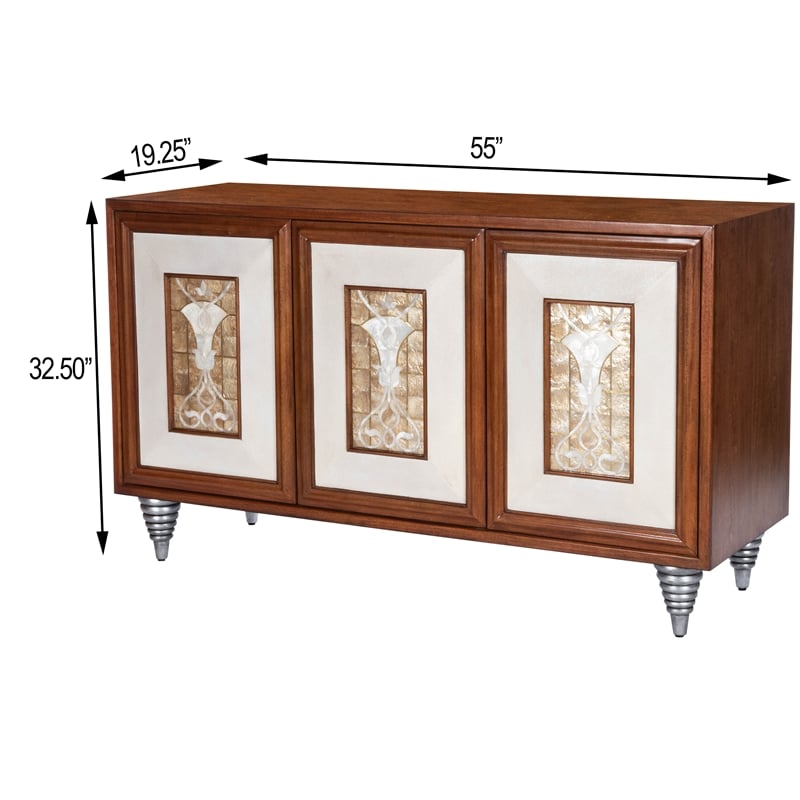 Butler Specialty Shelly Leather and Capiz Shell Inlay Sideboard in Brown