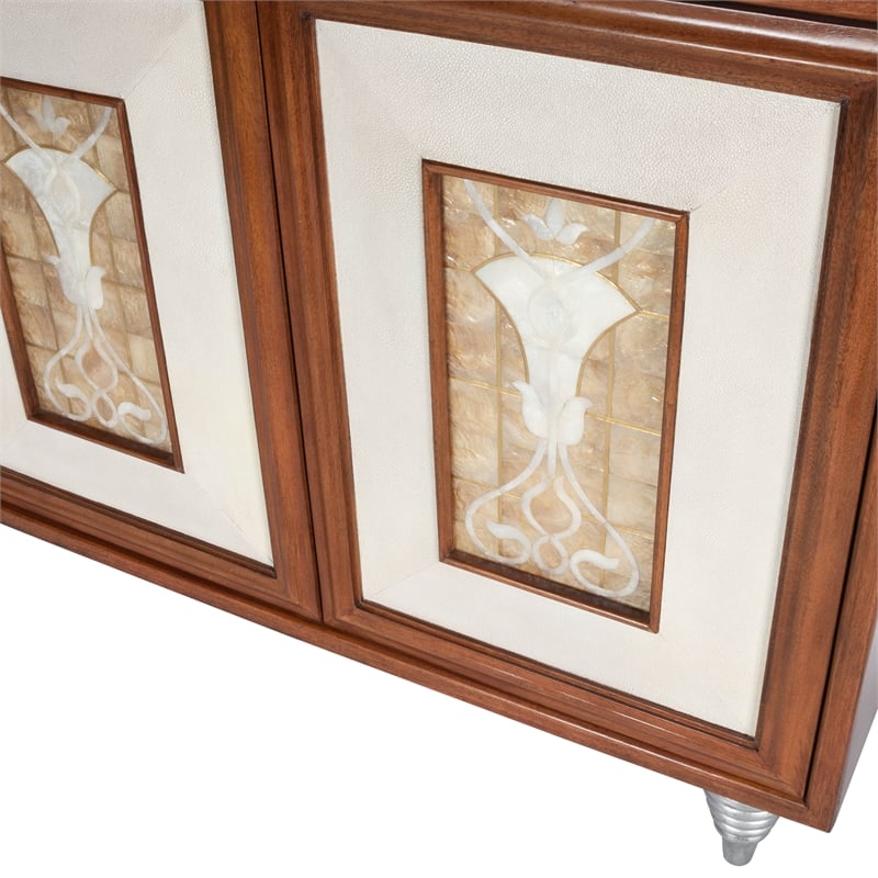 Butler Specialty Shelly Leather and Capiz Shell Inlay Sideboard in Brown
