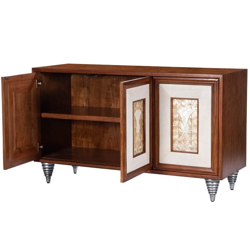 Butler Specialty Shelly Leather and Capiz Shell Inlay Sideboard in Brown