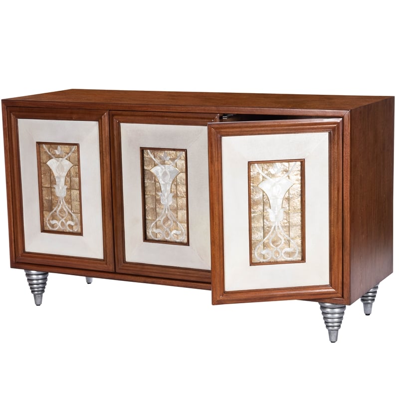 Butler Specialty Shelly Leather and Capiz Shell Inlay Sideboard in Brown