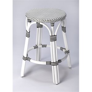 butler specialty tobias rattan counter stool in black and white