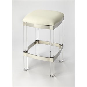 butler specialty jordan acrylic leather counter stool in white