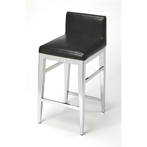 butler specialty kelsey stainless steel faux leather counter stool in silver