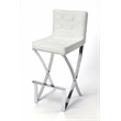 Butler Specialty Darcy Chrome Plated Faux Leather Bar Stool In White