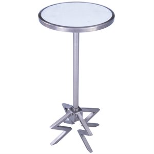 butler specialty dash metal & marble end table in silver