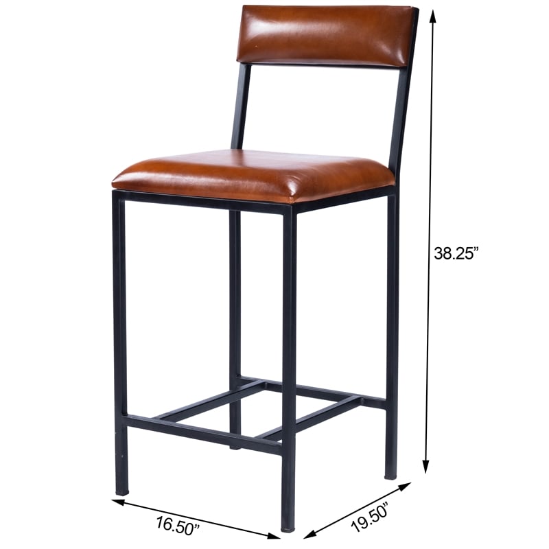 Butler Specialty Lazarus Leather & Metal Counter Stool In Brown
