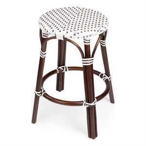 butler specialty tobias rattan counter stool in brown & white