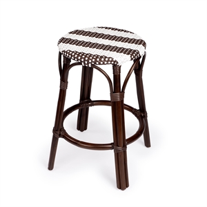 butler specialty tobias rattan counter stool in dark brown & white
