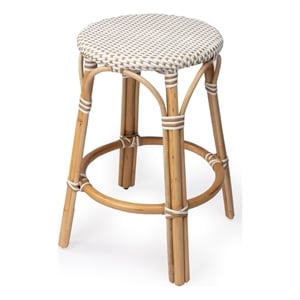 butler specialty tobias rattan counter stool in beige & white