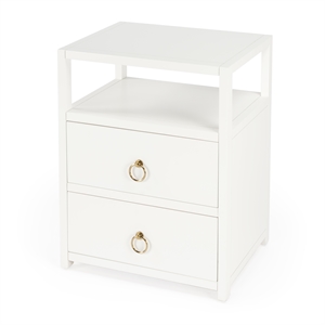 butler specialty company lark 2-drawer wood nightstand - white
