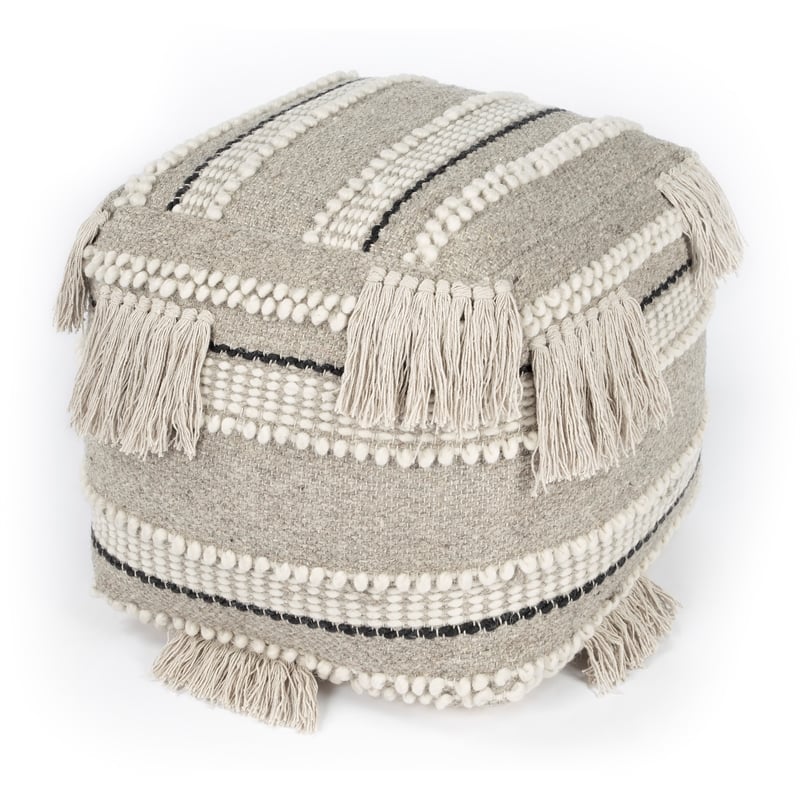 Butler Realisa Fabric Wooven Pouffe in Gray