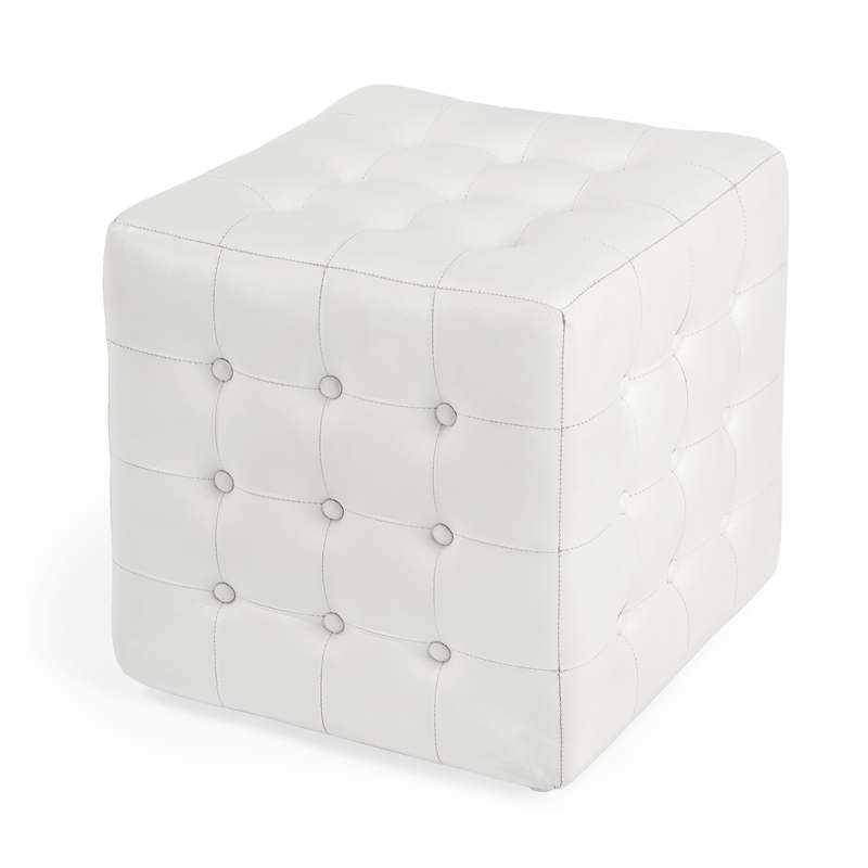 Butler Leon White Leather Ottoman