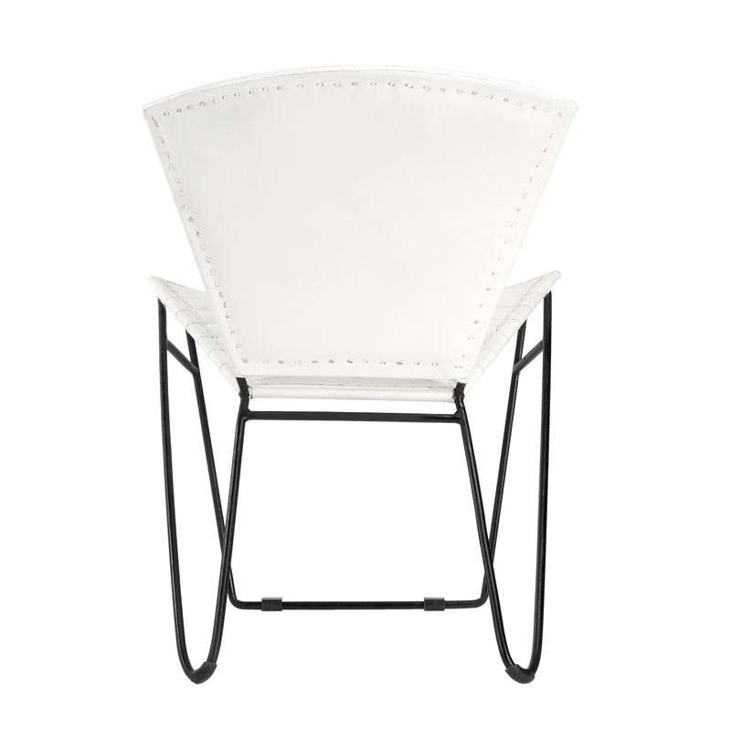 Butler Specialty Felix Iron & Leather Accent Chair in White