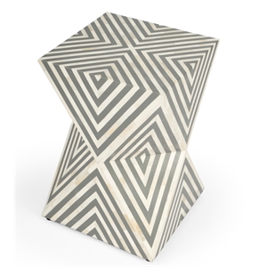 Butler Anais White And Grey Bone Inlay End Table